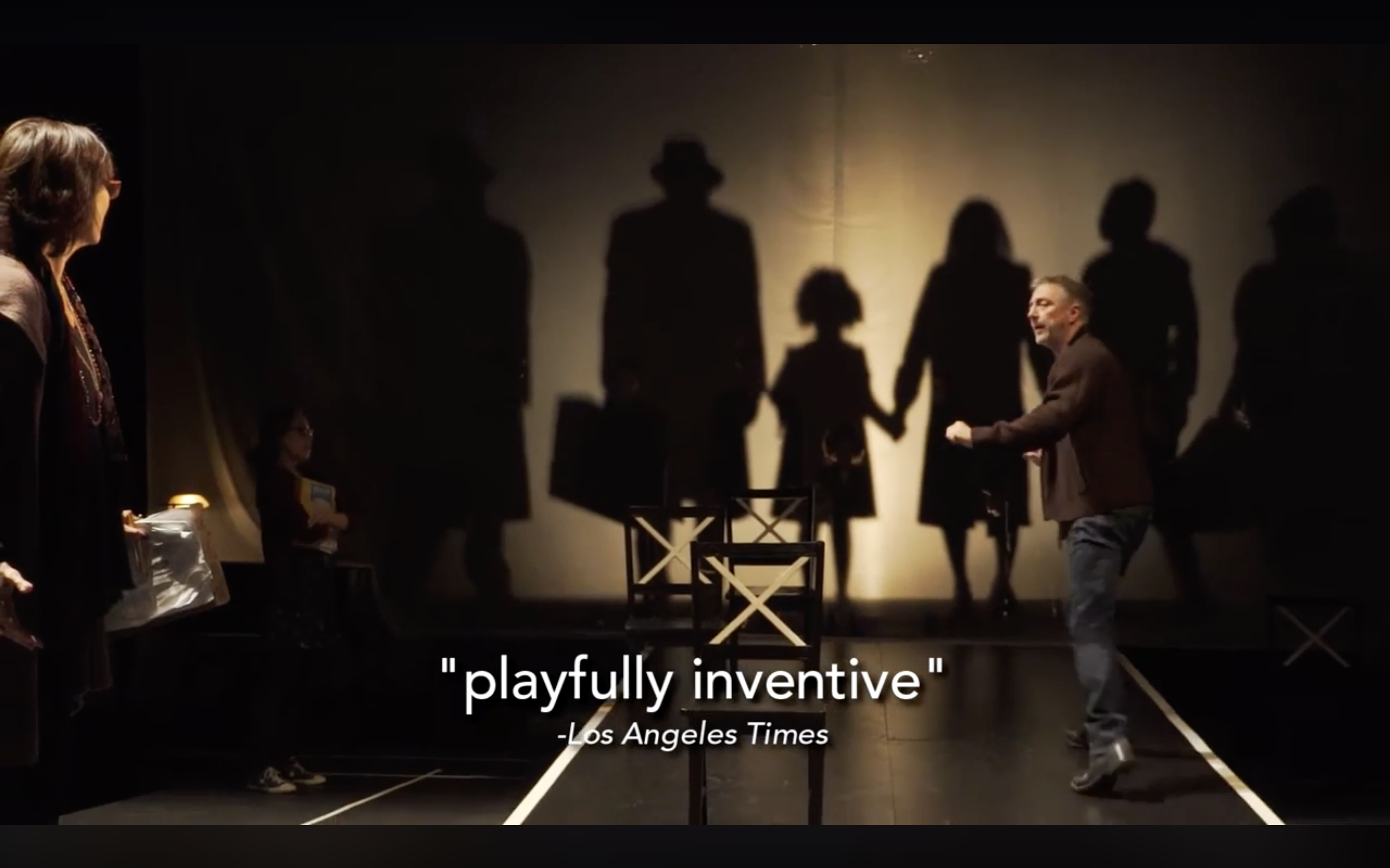 Elliott & Rodriguez-Elliott production (2016): The Six Characters appear as shadows on the backlit screen