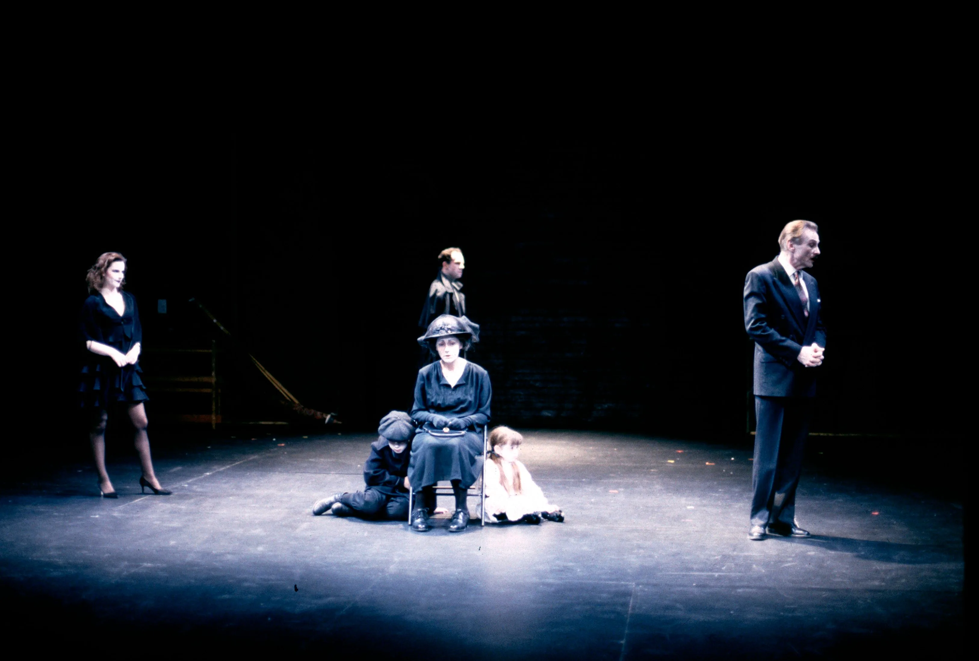 Brustein production: Father and Step-Daughter with mask-like makeup